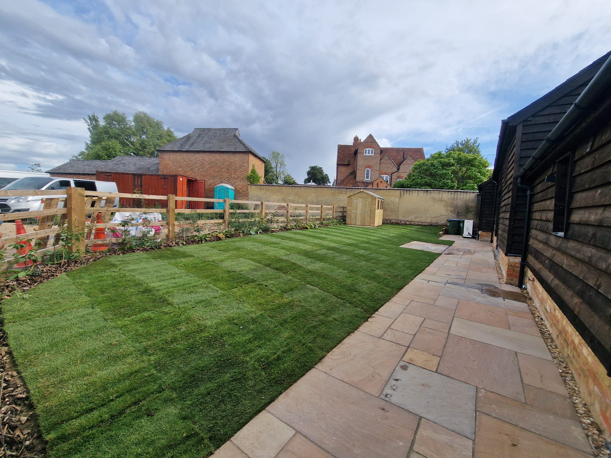 Newly laid turf lawn by landscape gardeners in Milton Keynes