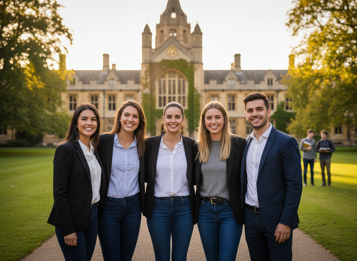 Happy university students