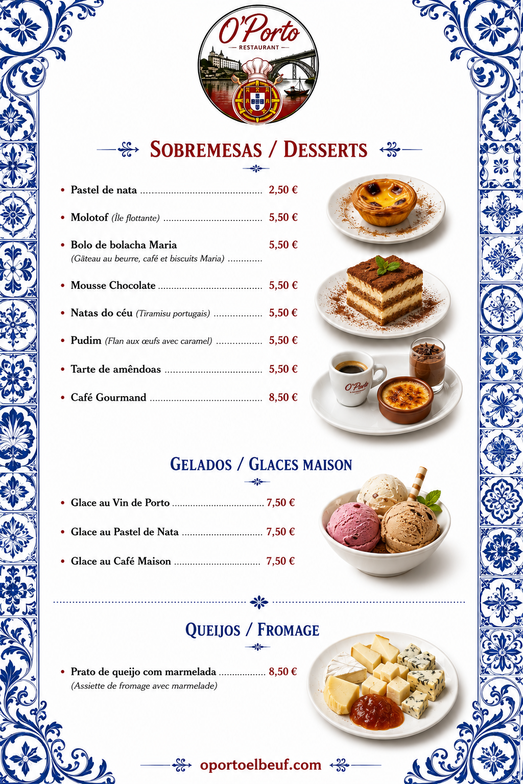 Carte Oporto - Desserts