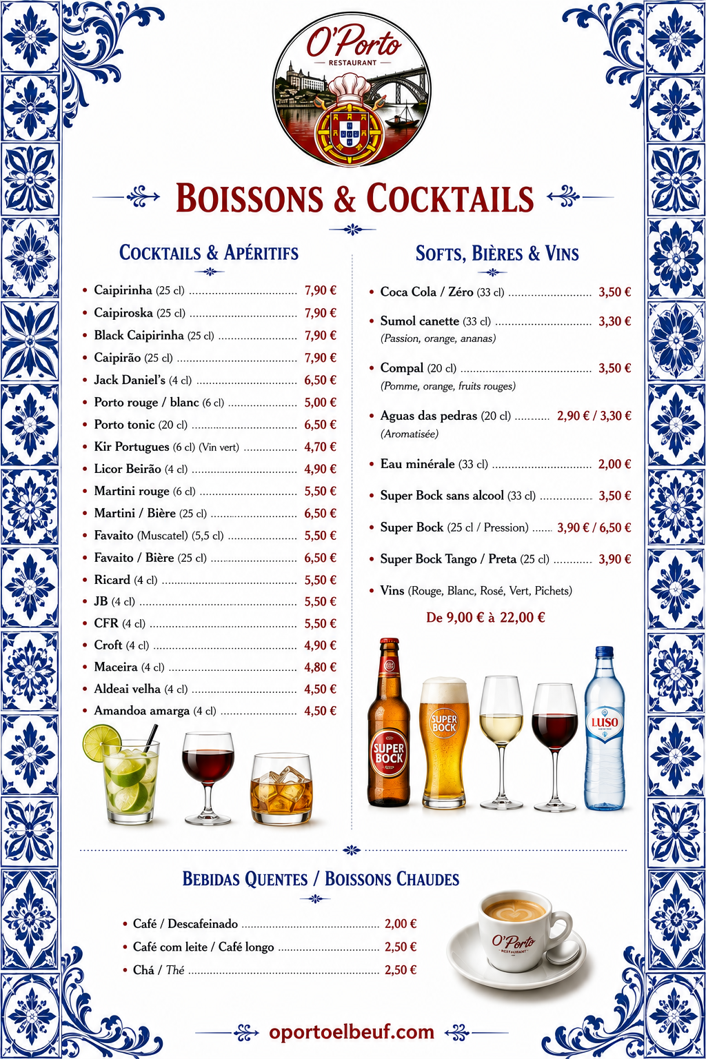 Carte Oporto - Boissons & Cocktails
