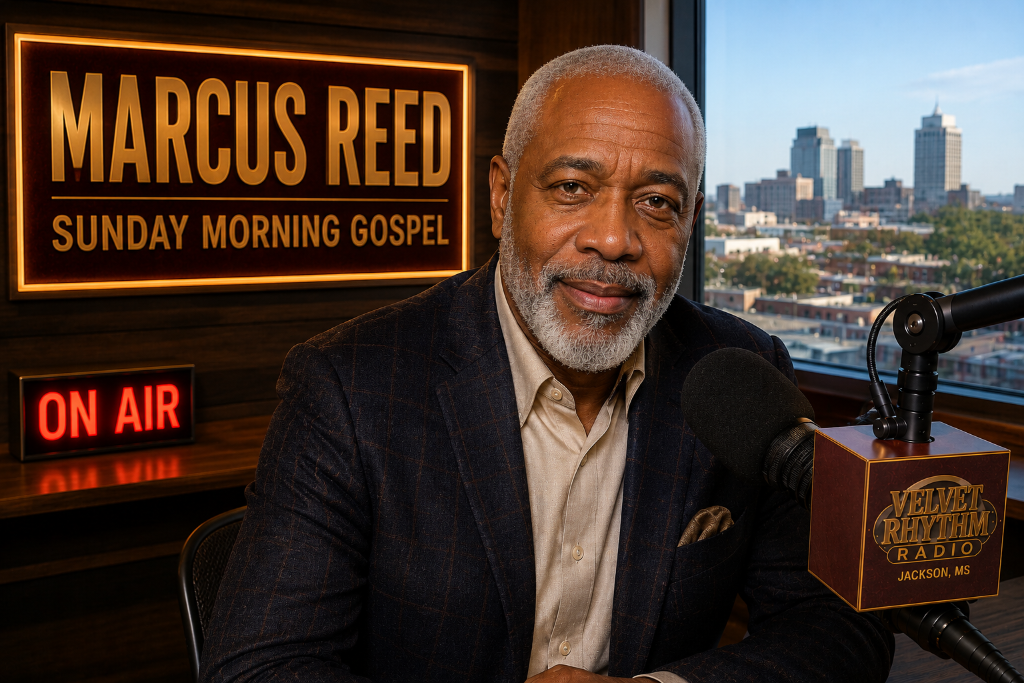 DJ Marcus Reed hosting Sunday Morning Gospel on Velvet Rhythm Radio, Jackson, Mississippi