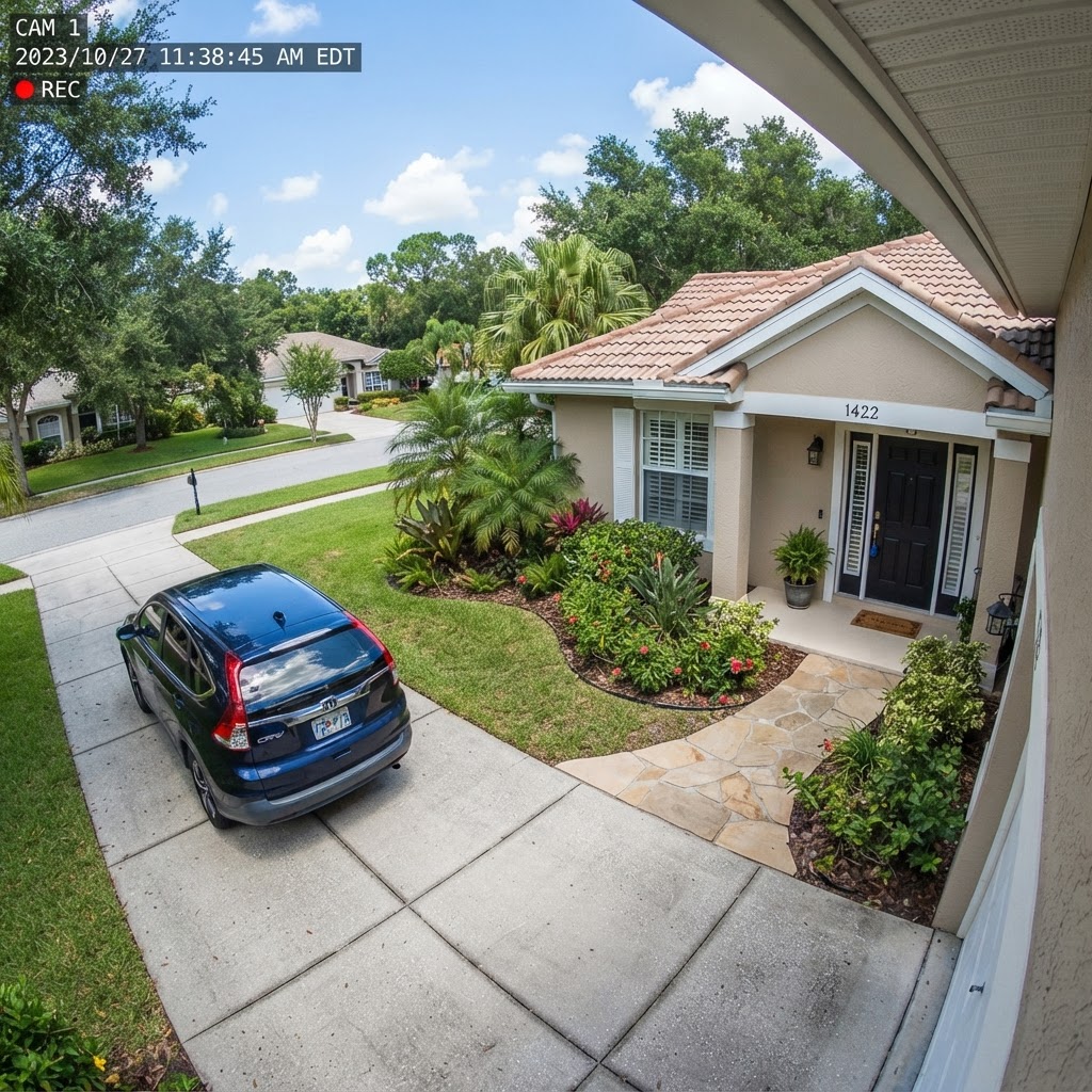 Daytime security camera footage
