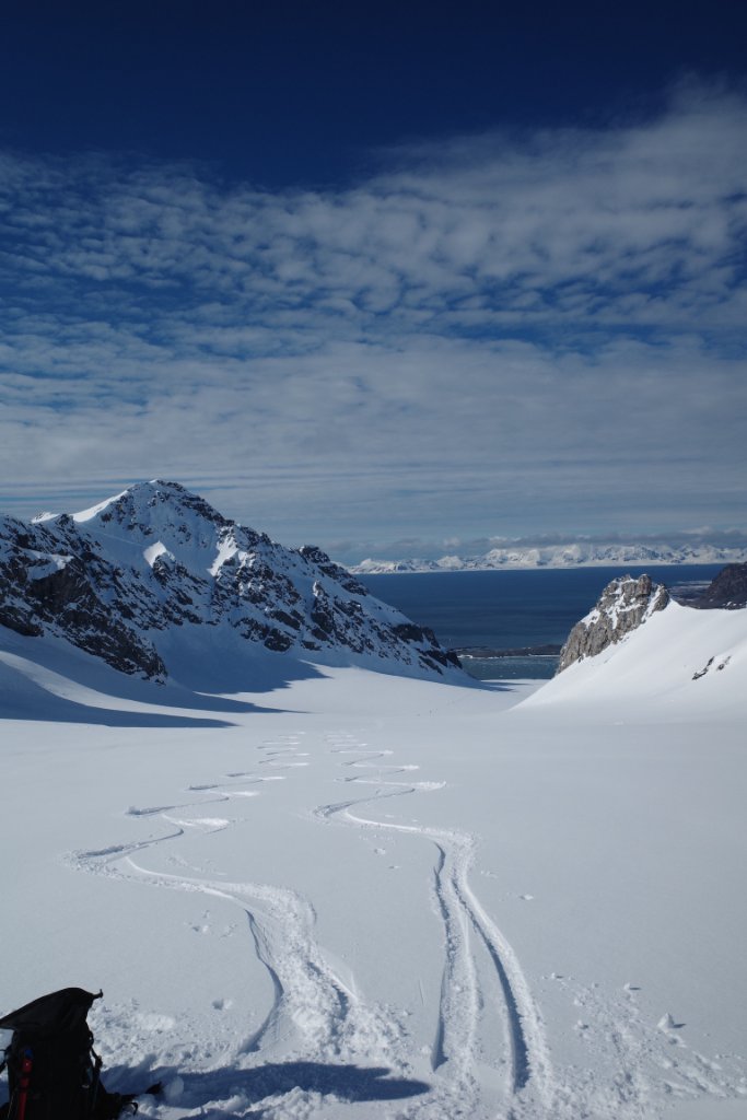 Svalbard sea-to-ski adventure — glaciated peaks rising from Arctic ocean