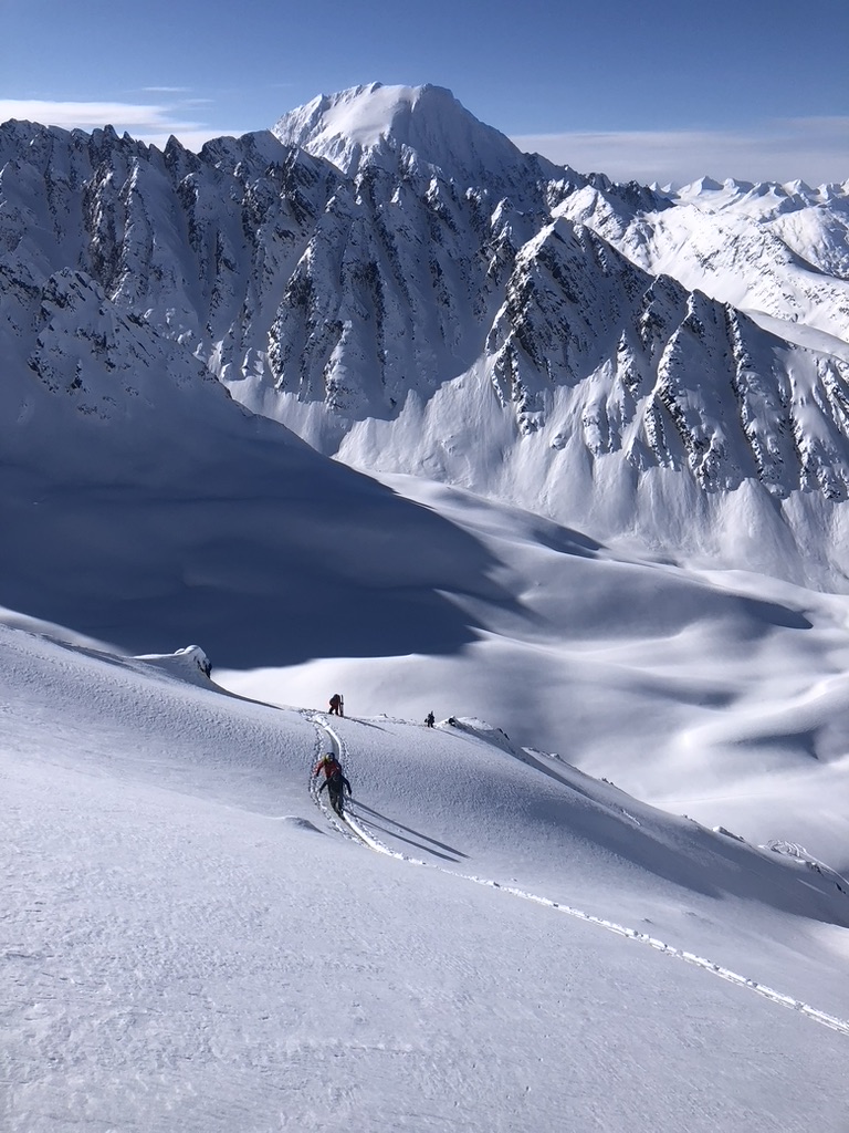 Svalbard glacier and fjord landscape from ski touring approach, Arctic Norway
