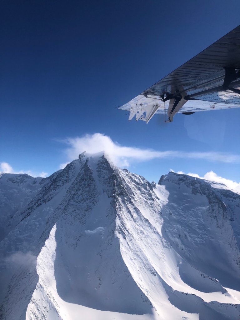 Arctic glacier calving face viewed from expedition vessel Ulla Rinman, Svalbard
