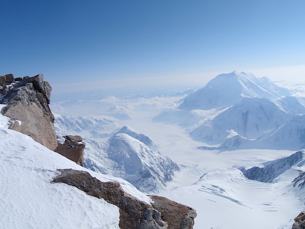 Svalbard glacier and fjord landscape from ski touring approach, Arctic Norway
