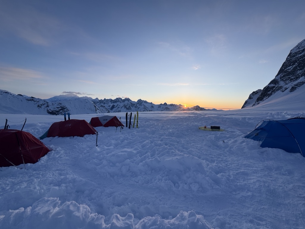 Arctic sea ice and mountains viewed from Svalbard ski mountaineering expedition