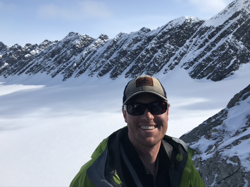 Arctic glacier calving face viewed from expedition vessel Ulla Rinman, Svalbard