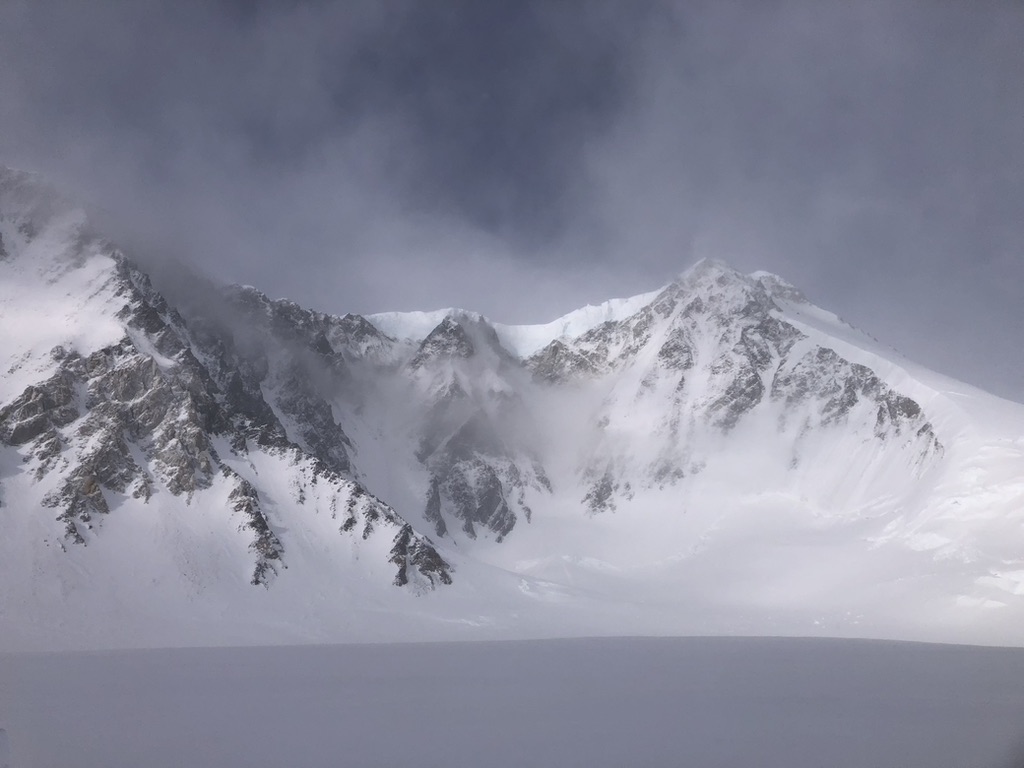 Svalbard glacier and fjord landscape from ski touring approach, Arctic Norway