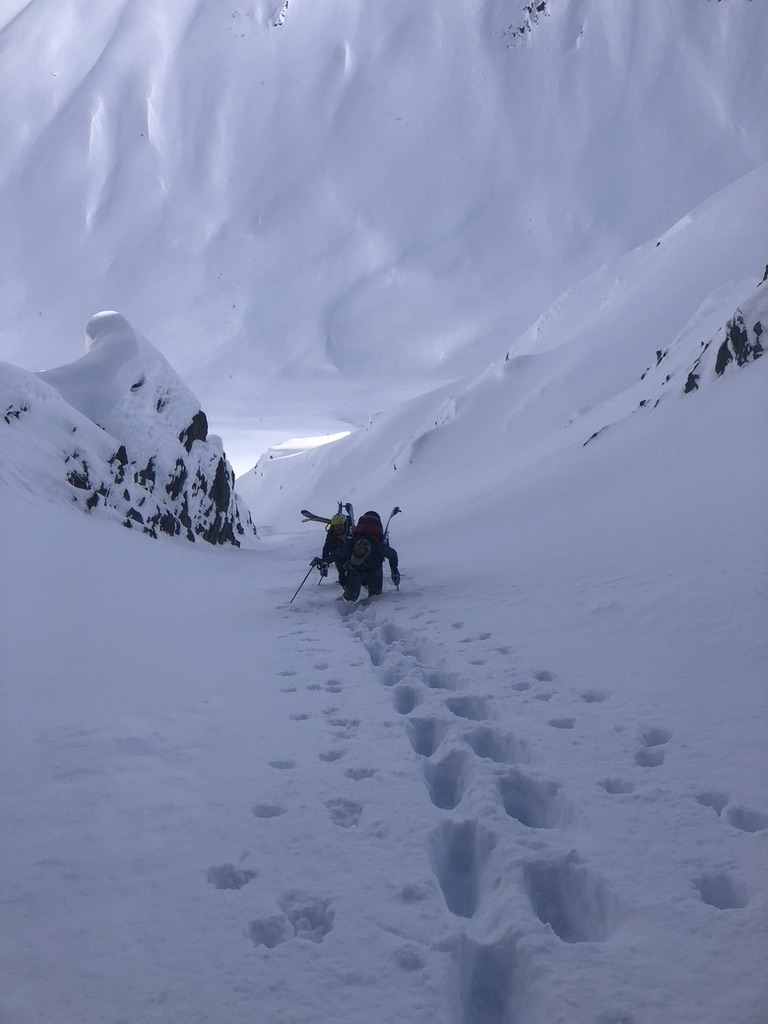 Arctic sea ice and mountains viewed from Svalbard ski mountaineering expedition