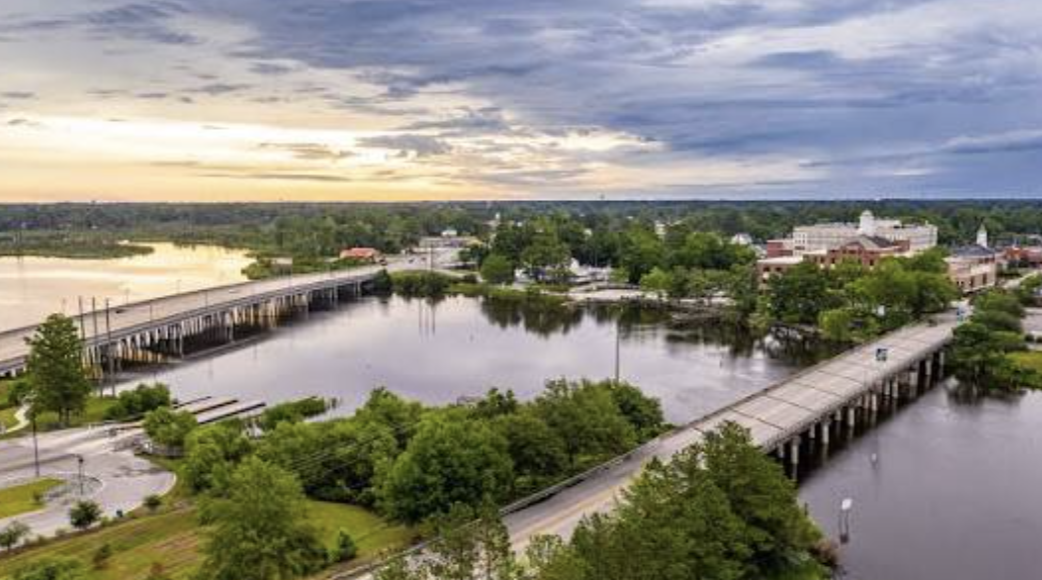 Aerial view of Jacksonville, NC neighborhood