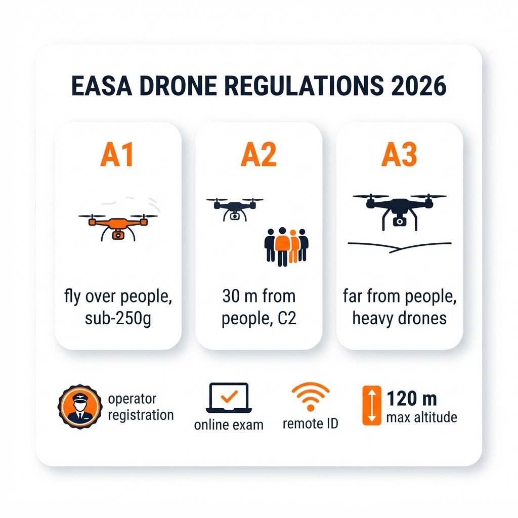 EASA Drone Regulations 2026: A1, A2 & A3 Rules Explained