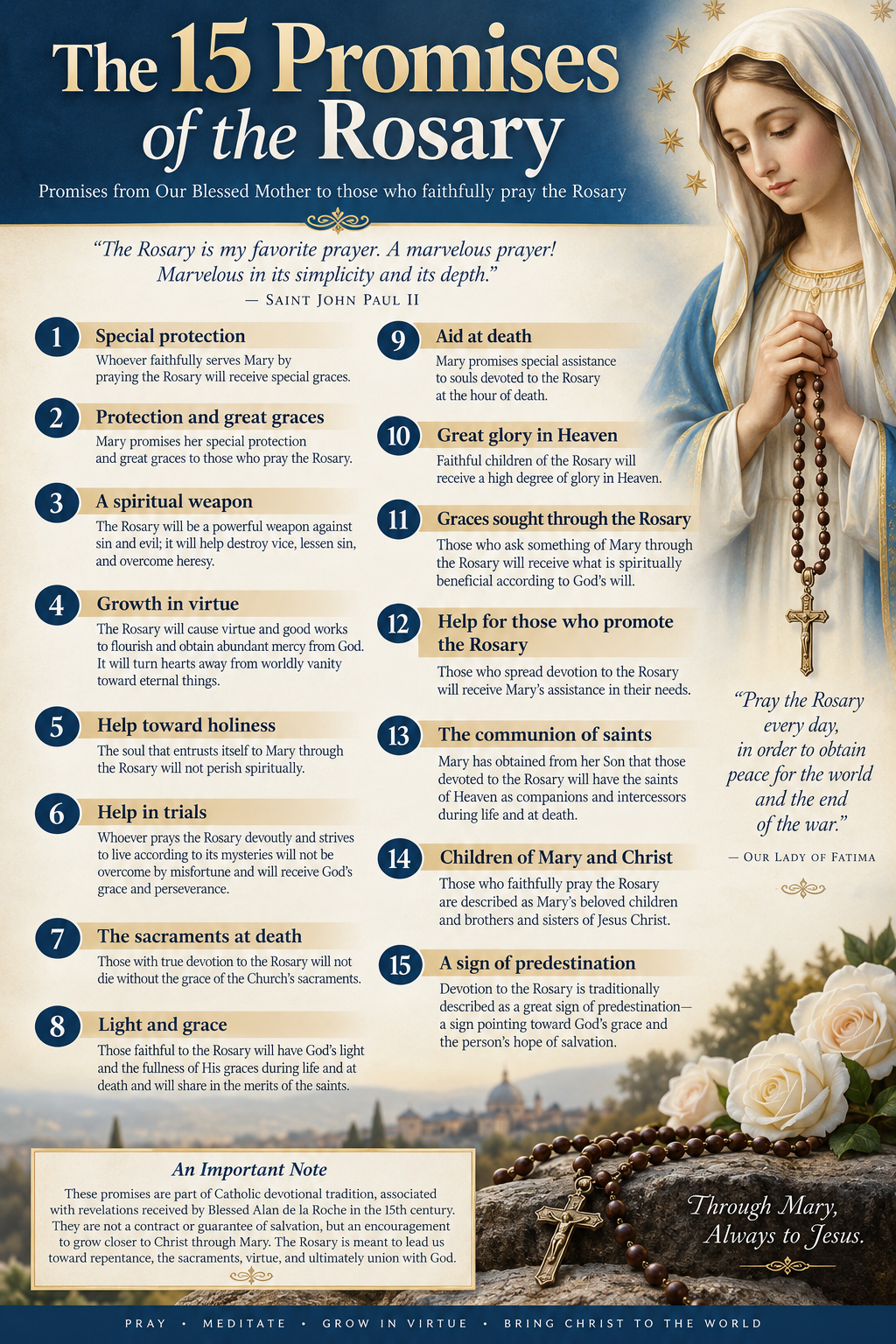 The Blessed Mother holding the Rosary — click to view full size