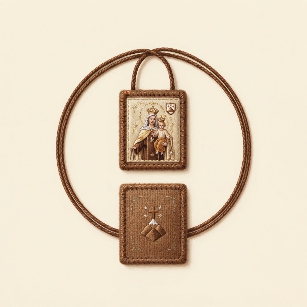 A complete Brown Scapular laid out flat
