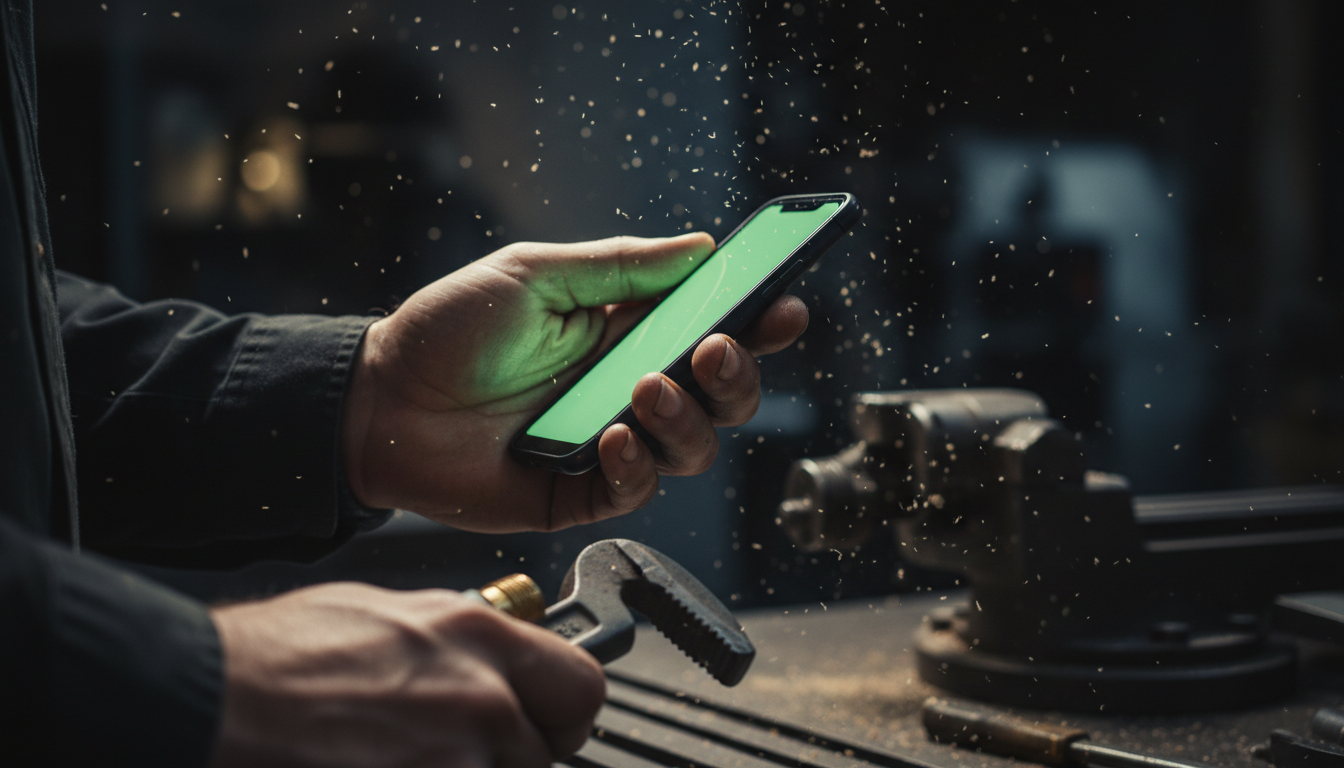 Craftsman holding smartphone