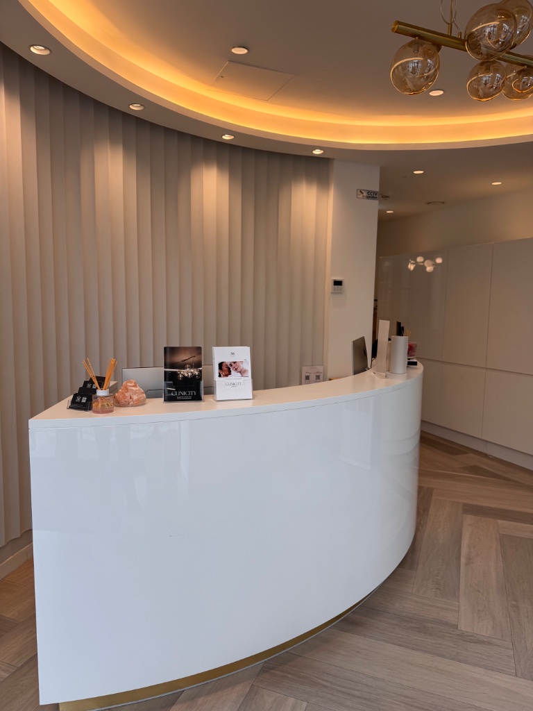 Luminè clinic reception — luxury aesthetic clinic London