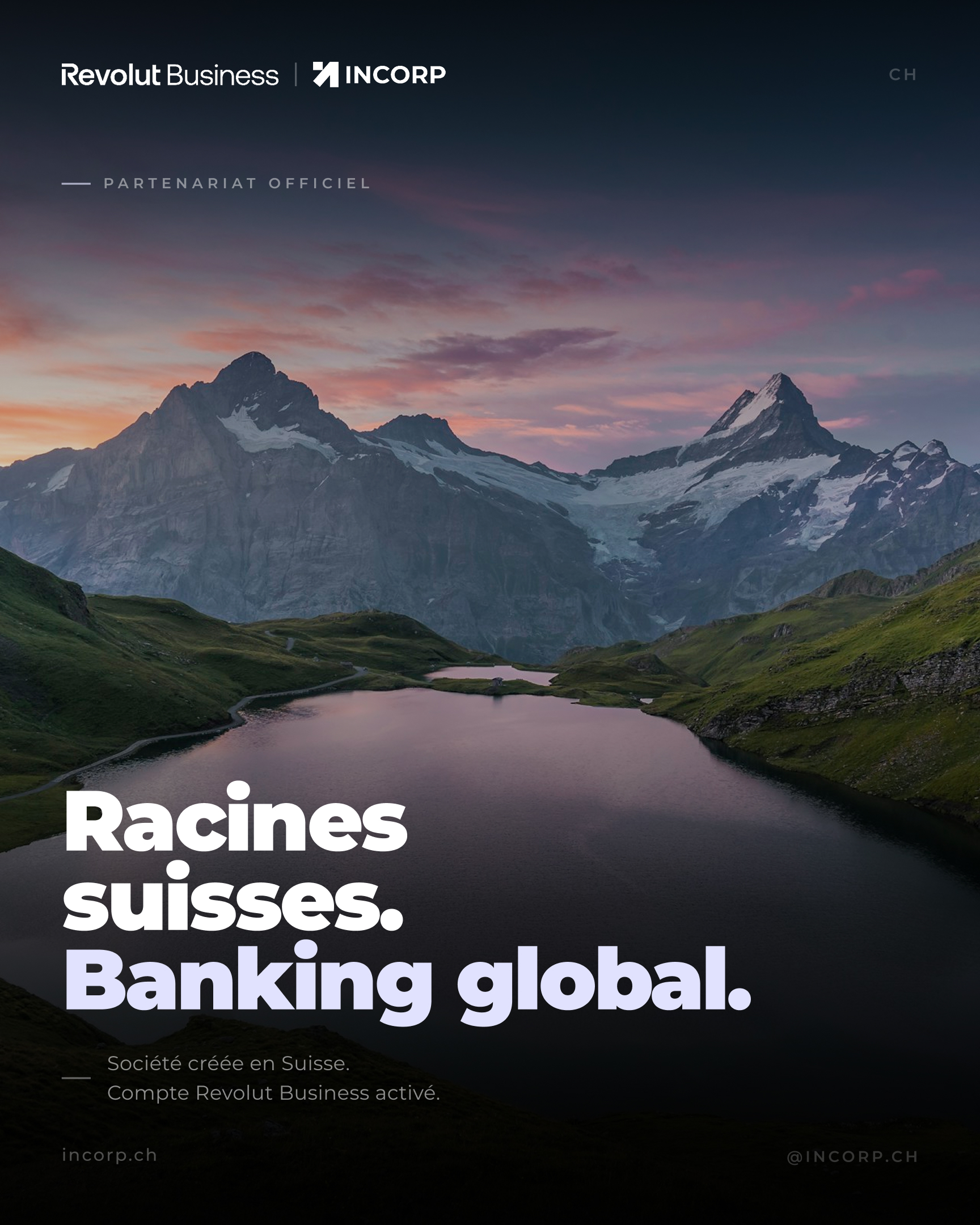 Alpes suisses au crépuscule