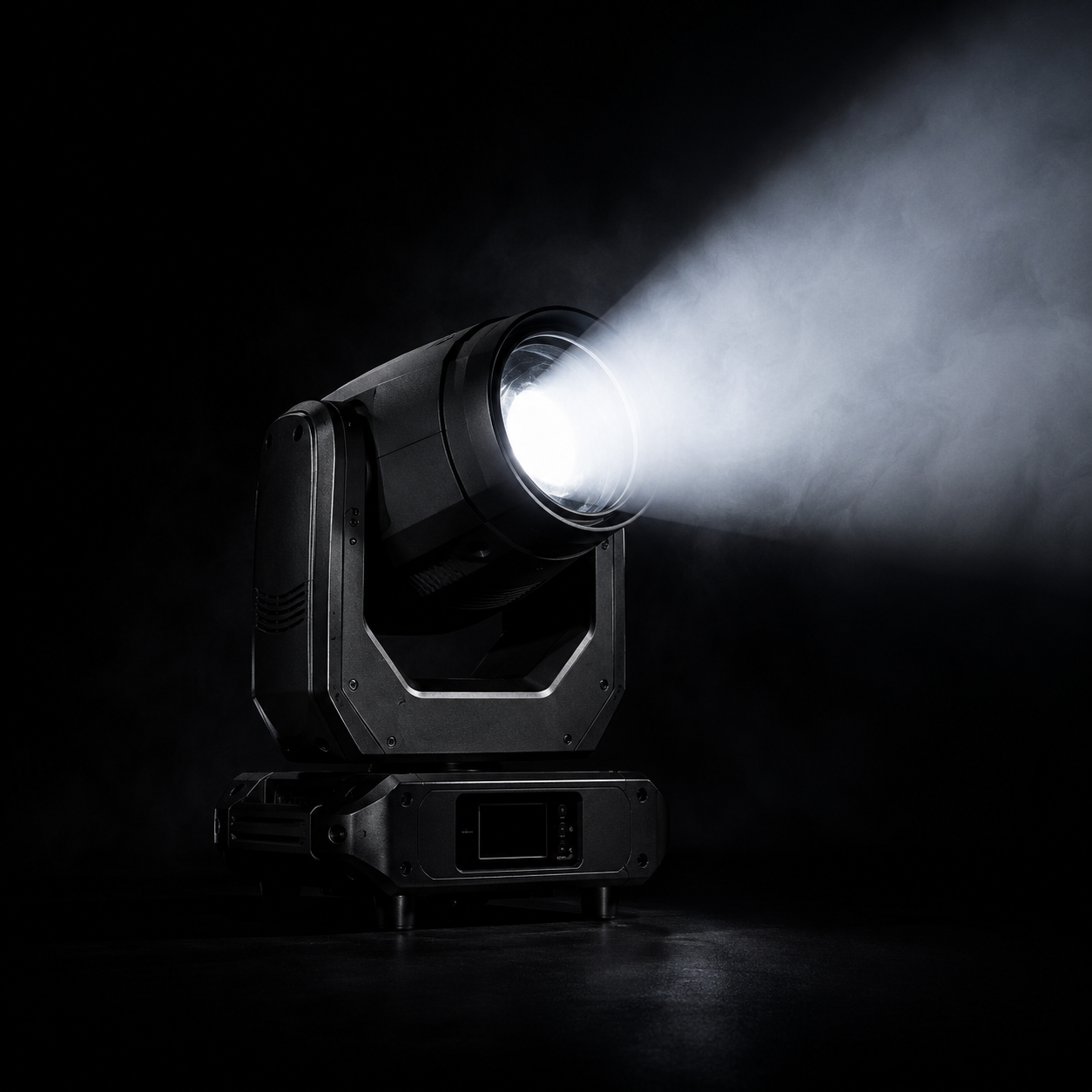 Moving head stage lighting fixture projecting a focused beam for concert lighting design