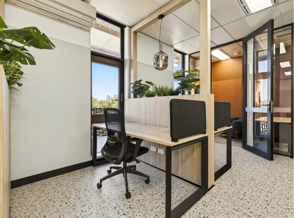 Pod corridor — dual glass enclosures with hill views