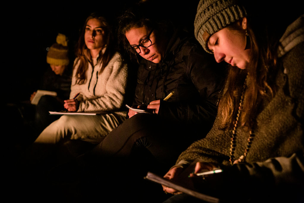 Campfire circle at the Reset Retreat