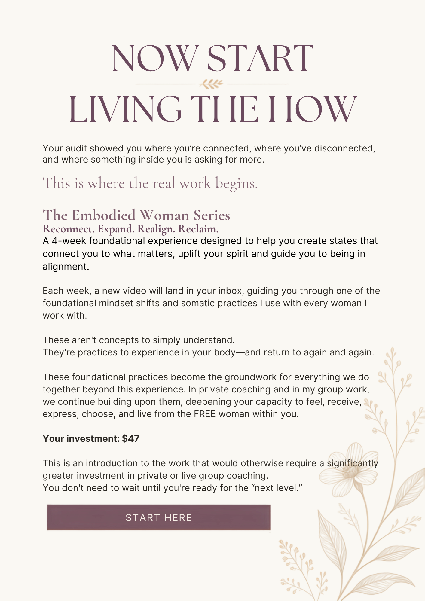 Now start living the how — the Embodied Woman Series