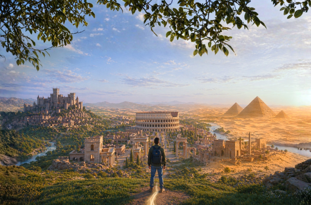 Proto Education hero landscape - ancient civilizations panorama