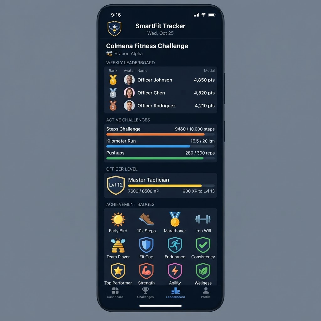 Captura del módulo SmartFit Tracker en la app Colmena
