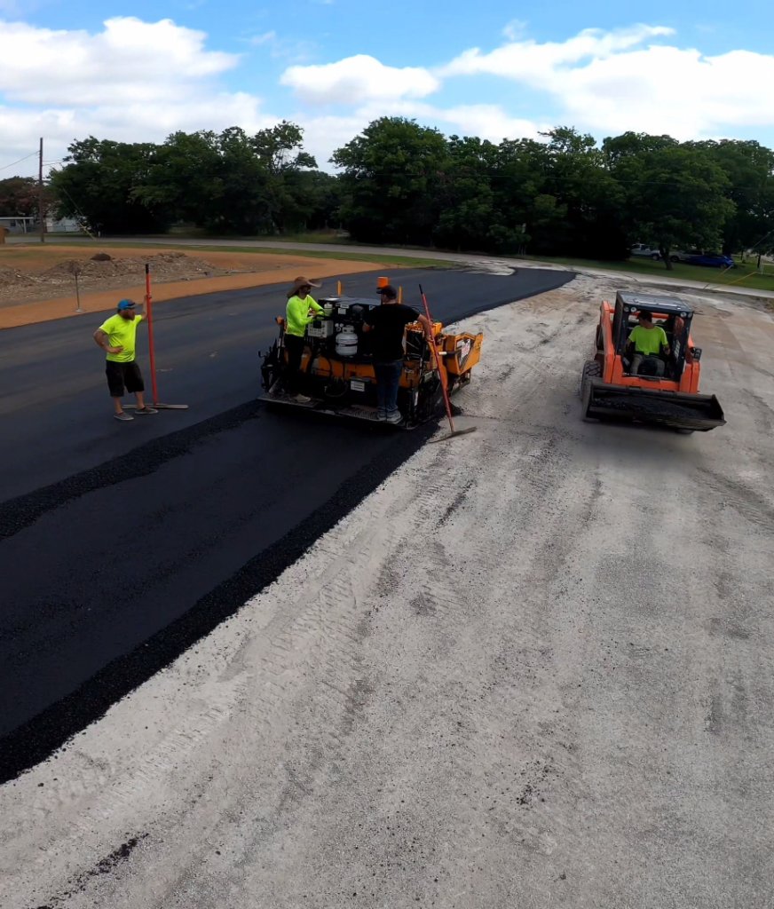 Asphalt paving crew at work