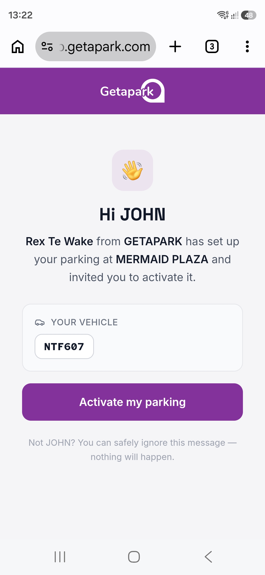 "Is this you?" confirmation page