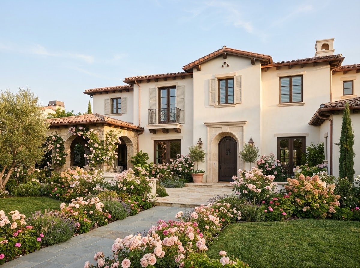 Sunlit luxury home exterior