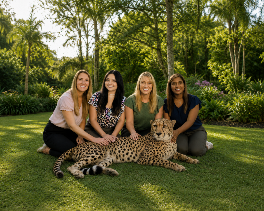 The Neon Accounting team with a cheetah