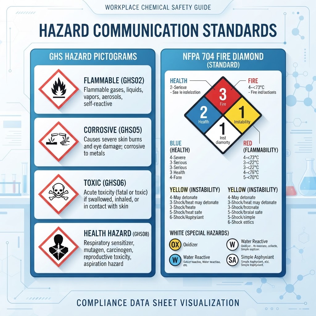 GHS hazard pictograms and NFPA fire diamond safety symbols in LabCollector