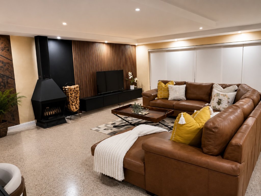 Lounge with fireplace