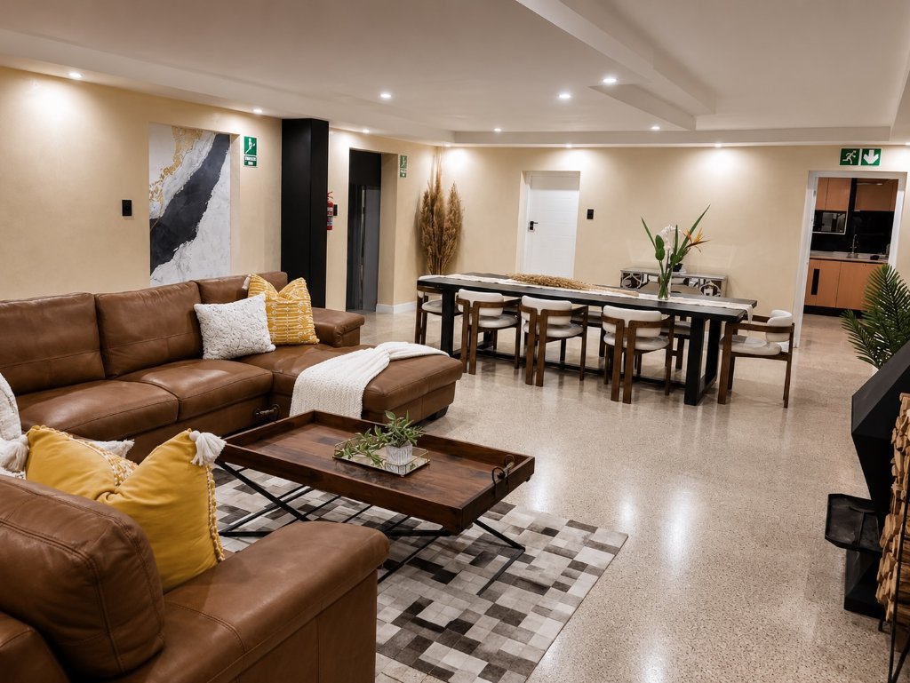 Open plan living and dining area
