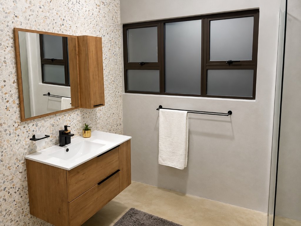Modern bathroom with terrazzo tiles