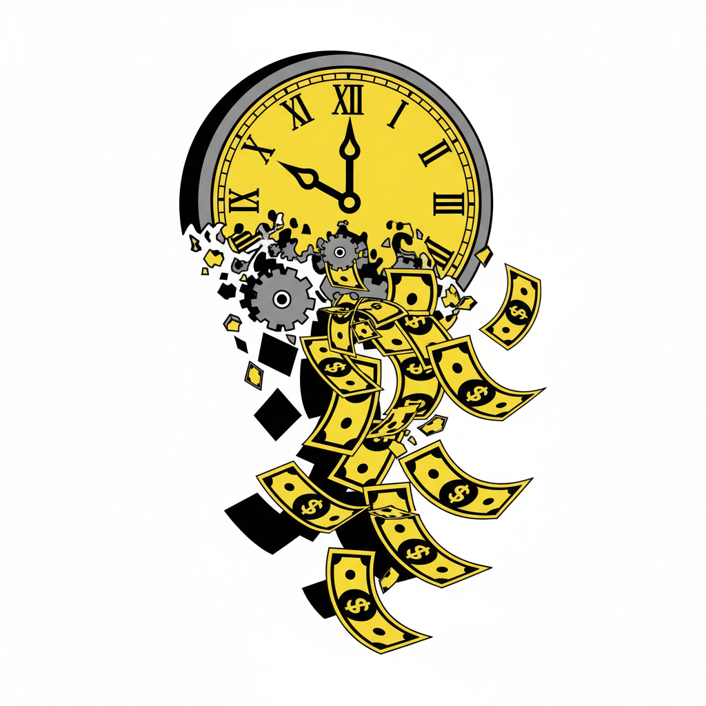 Time is money — clock with cash