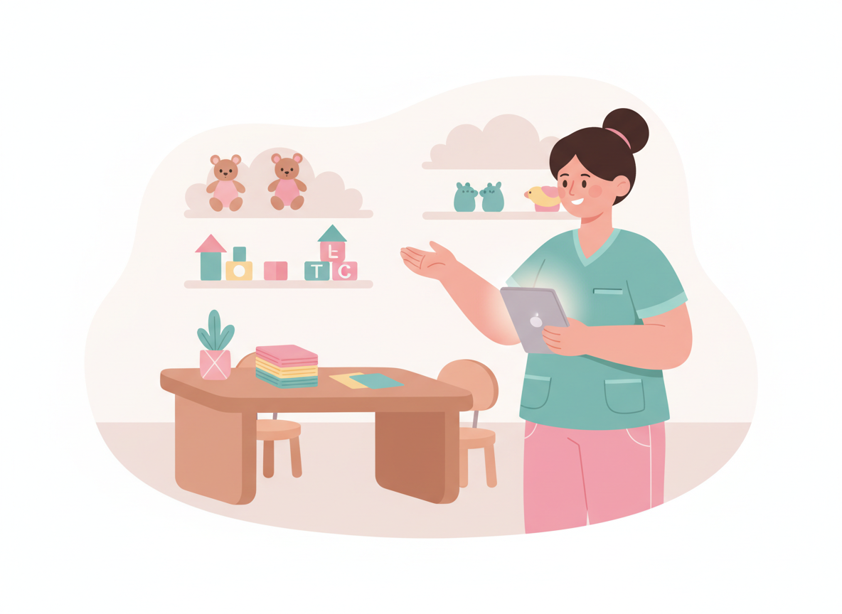 Manager setting up nursery