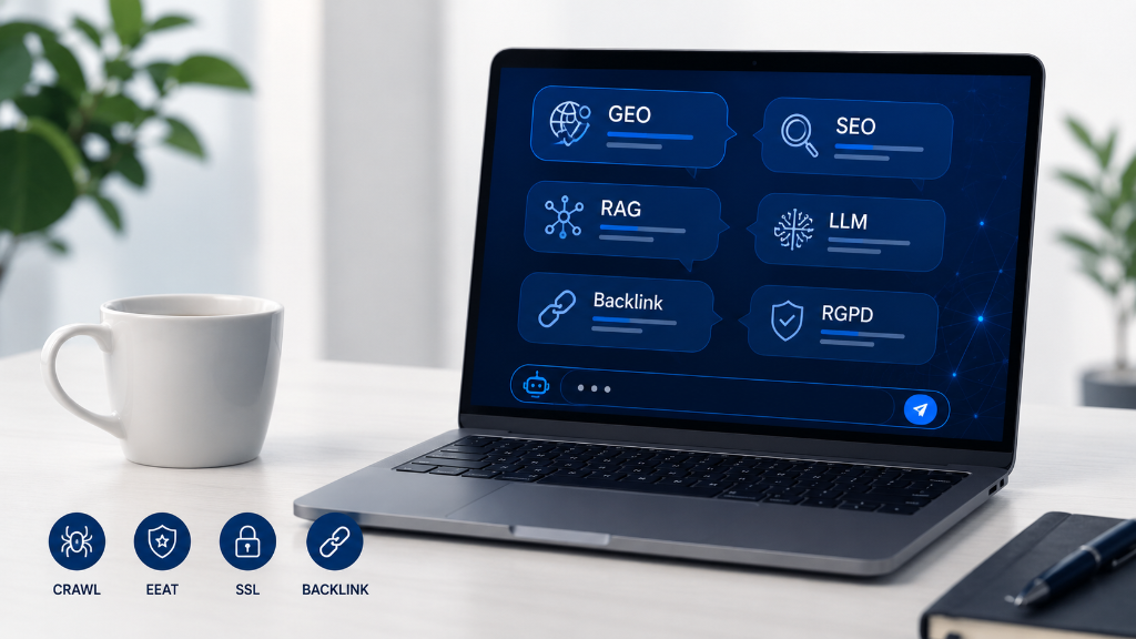 Le glossaire du numérique pour indépendants — GEO, SEO, backlinks expliqués simplement.