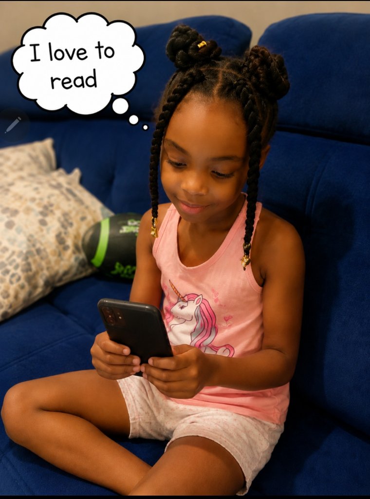Child using mobile phone for learning