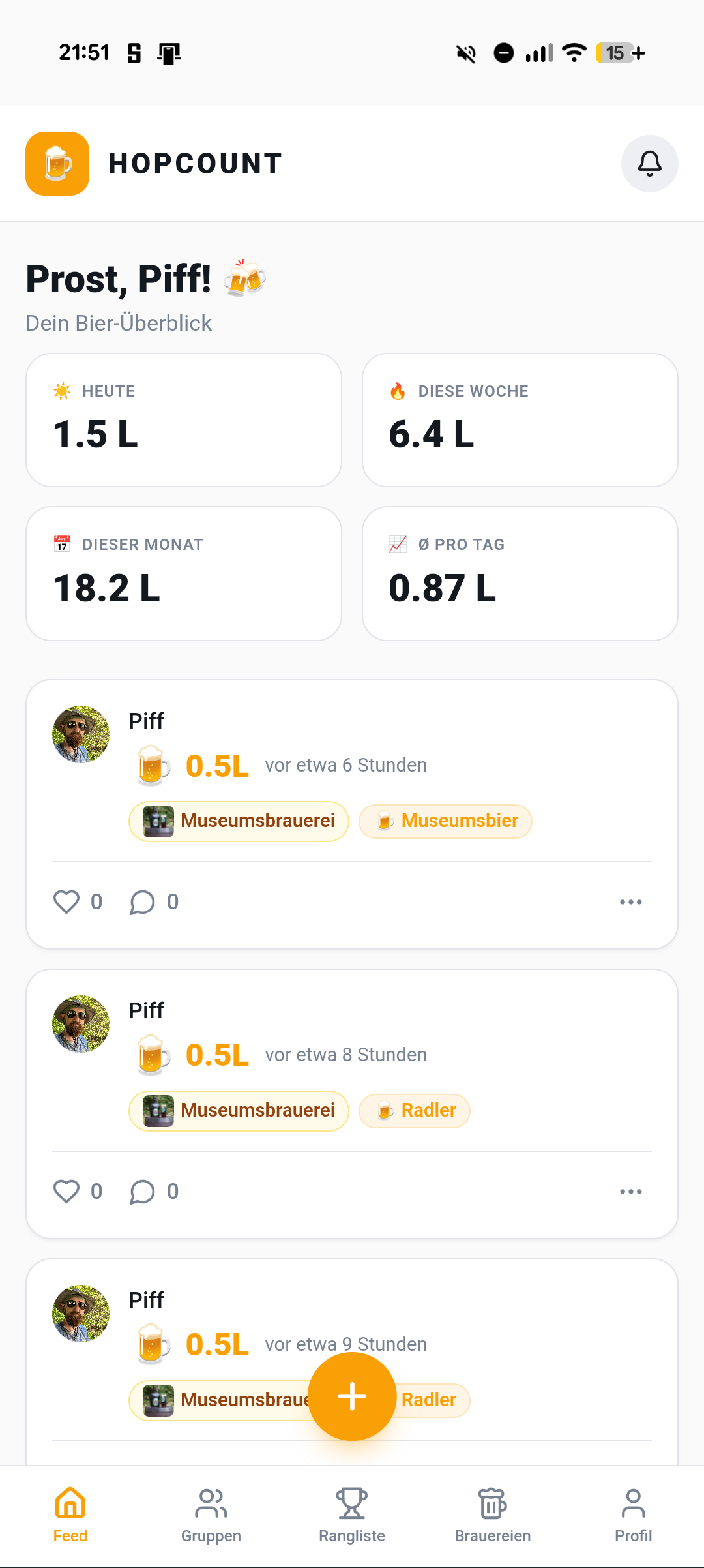 Hopcount Homescreen
