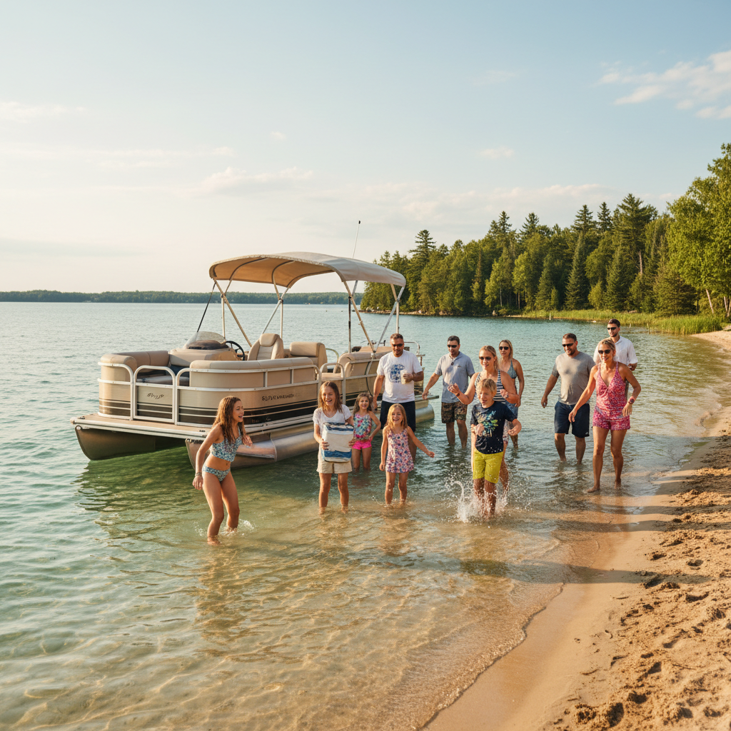 Sunny sandbar on the Whitefish Chain with crystal clear shallow water