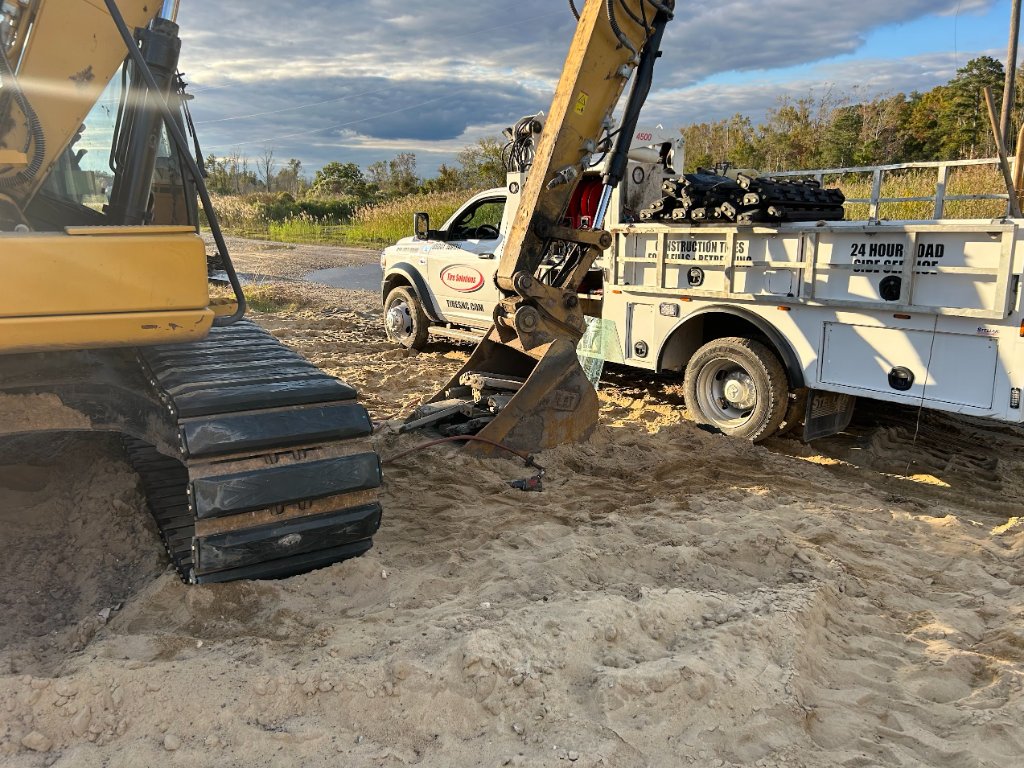 Tire Solutions mobile service truck at a construction jobsite