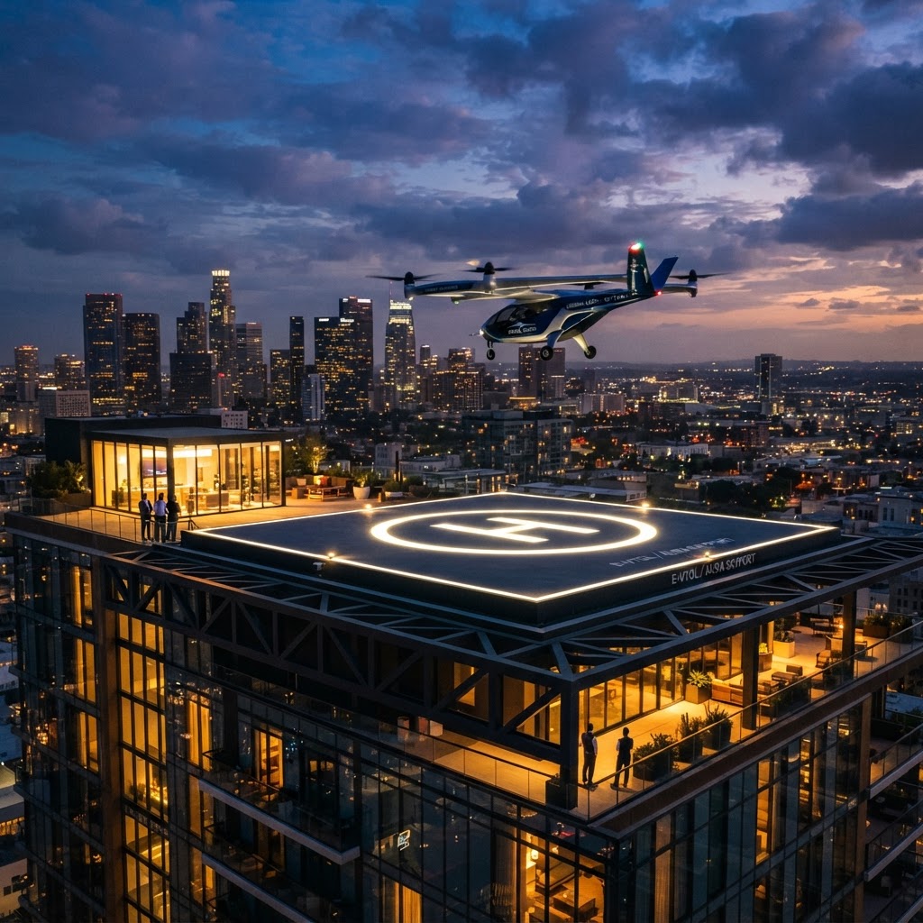 Skydekx flycar landing pad rooftop