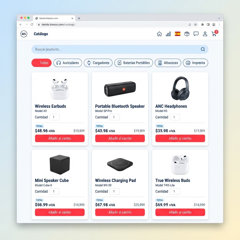 Ejemplo de portada de tienda online