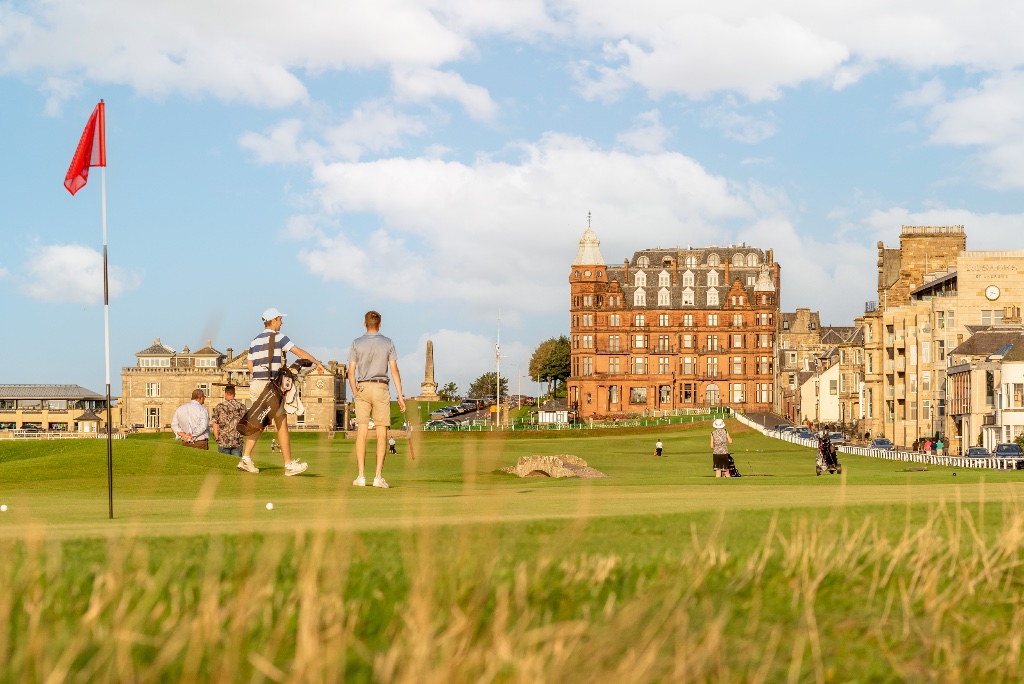 The Old Course at St Andrews at golden hour