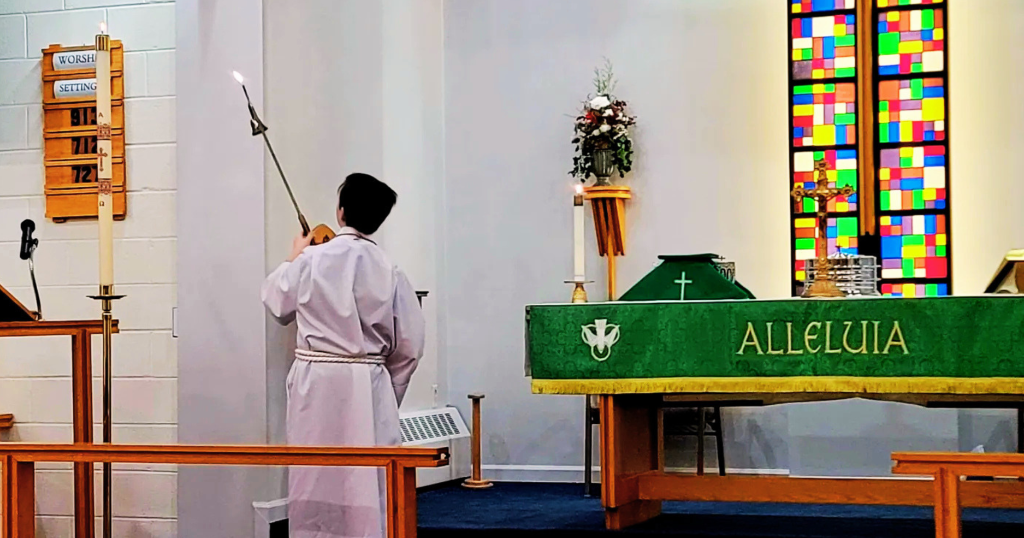 St. Paul's sanctuary interior during Sunday worship service