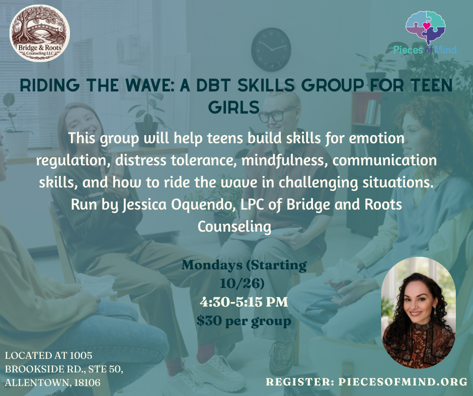 Riding the Wave DBT skills group flier for teen girls