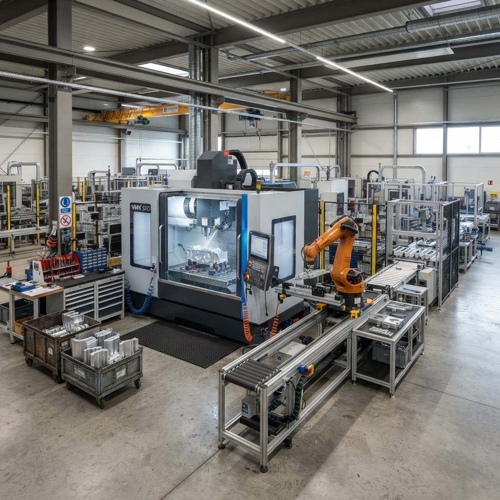 Moderne industrielle Produktionsmaschine in einer Fertigungshalle