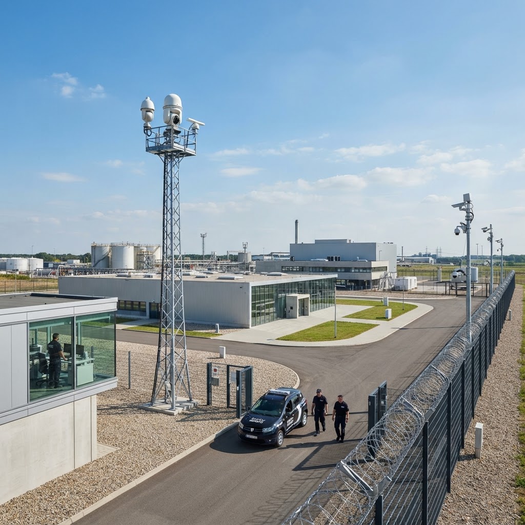 Geschützter Industrie- und Infrastrukturstandort mit Detektionstechnik