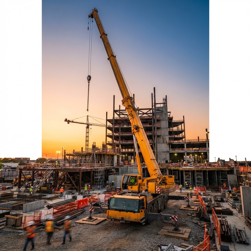 Mobile Crane at Sunset
